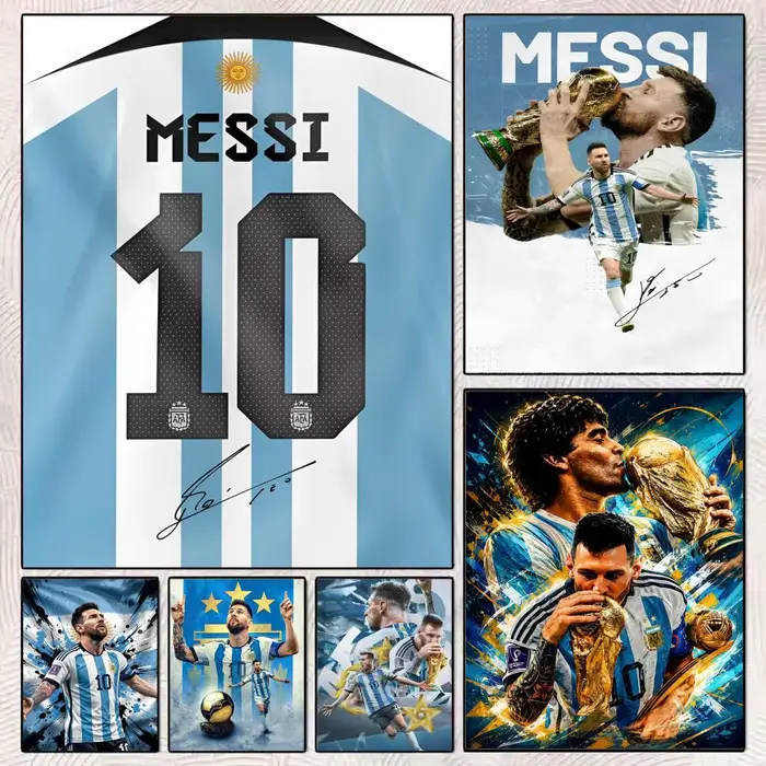 Peinture sur toile de calligraphie de la star du football Lionel Messi