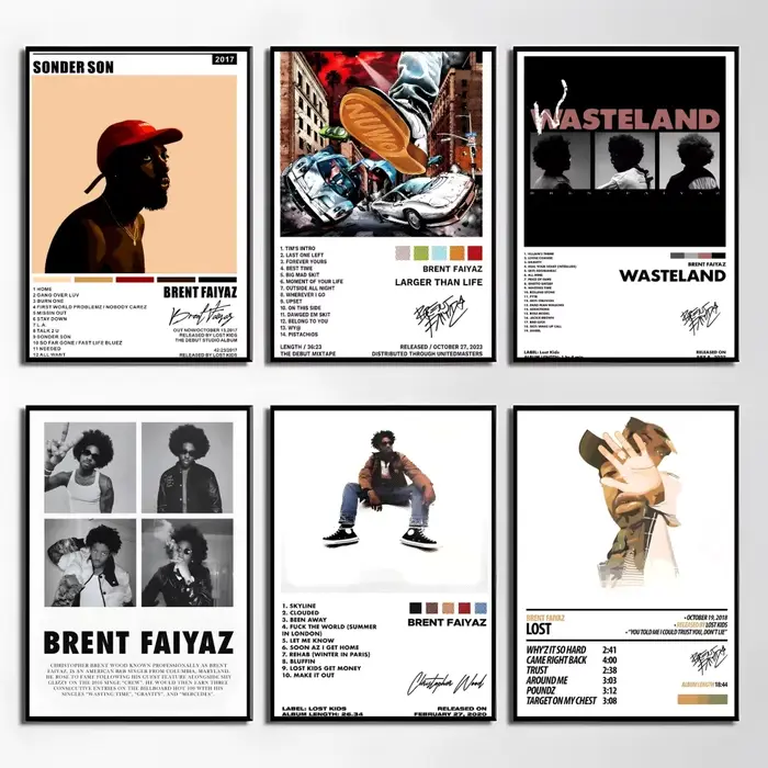 B-Brent F-Faiyaz Affiche HD autocollante