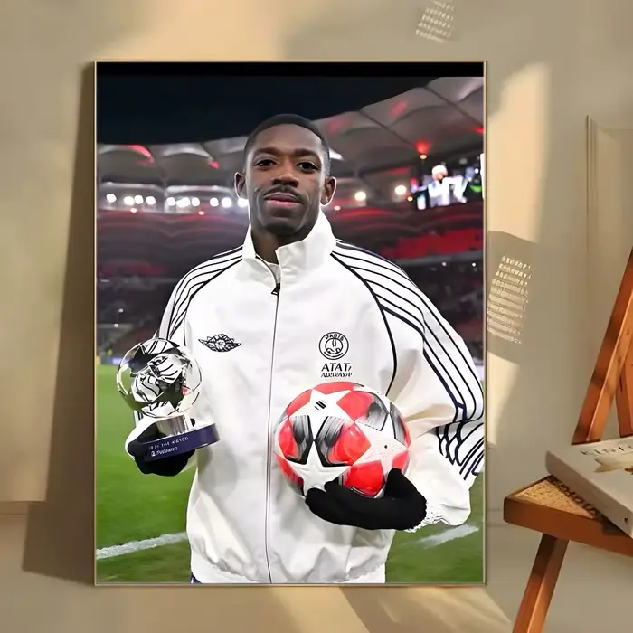 Affiche autocollante d'athlète O-Ousmane Dembele, autocollant en papier imperméable, décoration mura