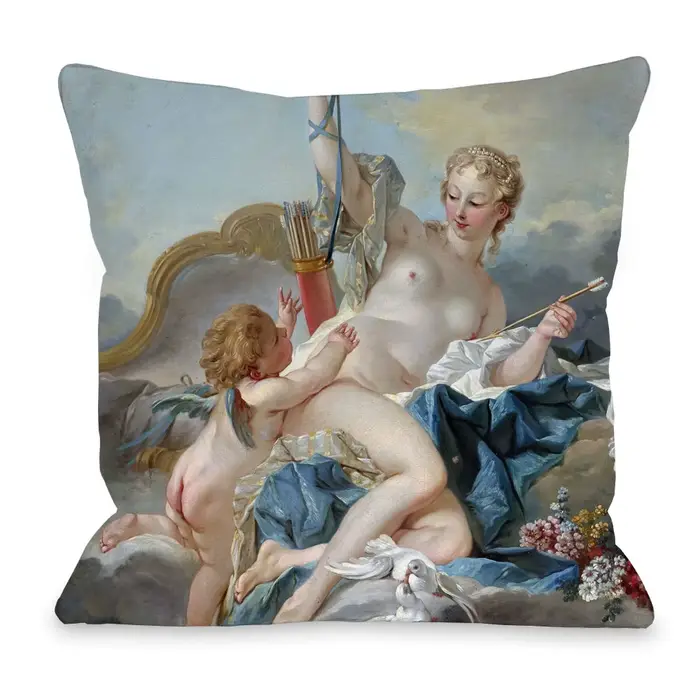 Housse de coussin décorative avec peinture de portrait d'art Rococo européen de François Boucher, mo