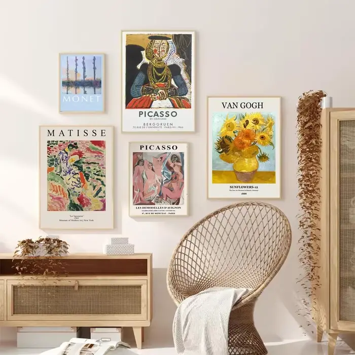Affiche Vintage célèbre Van Gogh Monet Matisse Picasso