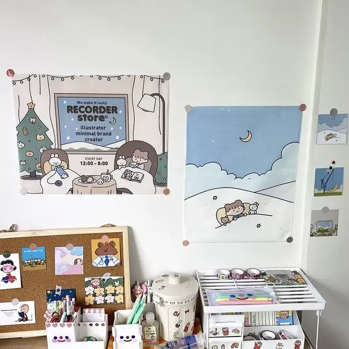 Tapisserie murale en tissu Kawaii