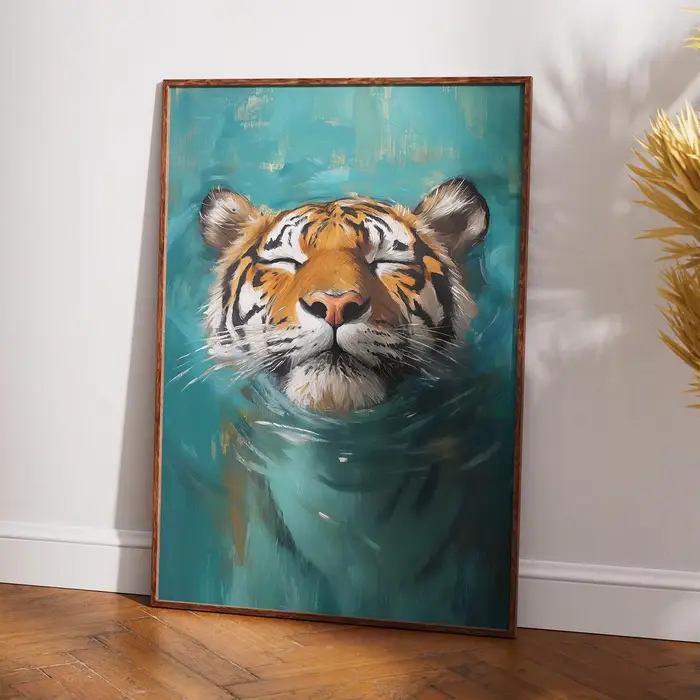 Impression murale de tigre – Téléchargement numérique Peinture de la faune – Affiche