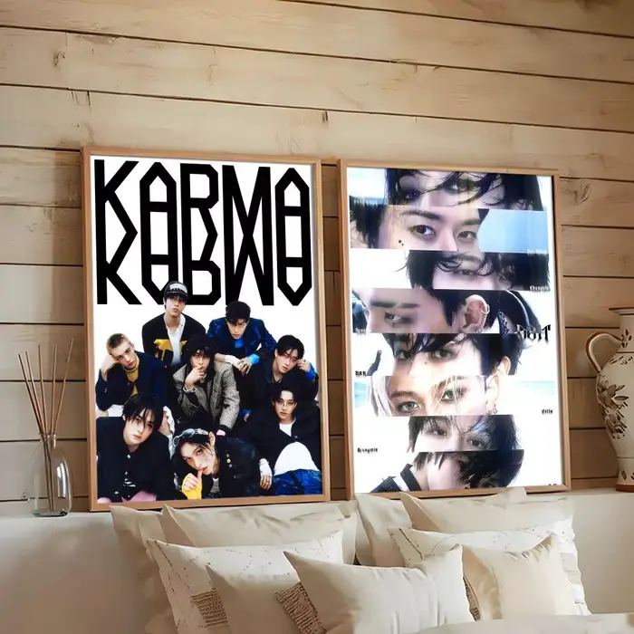 Affiche HD PVC auto-adhésive Art mural-étanche réutilisable pour le bureau à domicile café KPOP A-S-S-stray B-K-Kids