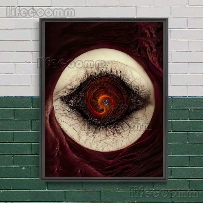 Toile d'art mural Vintage avec yeux foncés gothiques d'horreur abstraite, peinture sur l'oeil de la 