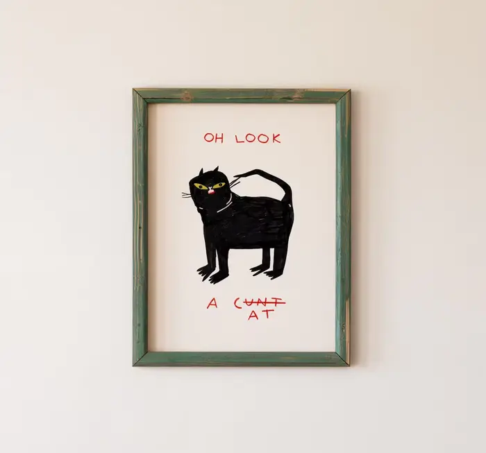 " Décor mural imprimé chat noir ludique et fantaisiste-affiche d'art humoristique et luxueuse pour accent de salon