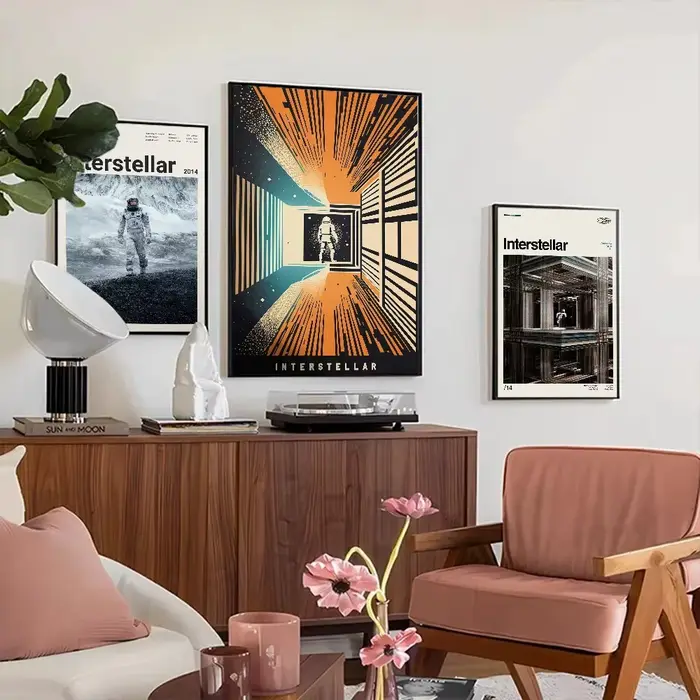 Affiches de film de science-fiction classique interstellaire et peinture sur toile murale