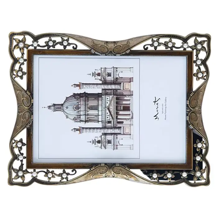 Cadre photo en métal avec perle de diamant