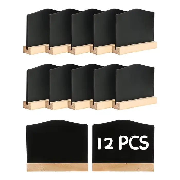 12Pack Notes de cuisine tableaux à craie petit tableau noir Message table conseil avec supports 10X7.2Cm