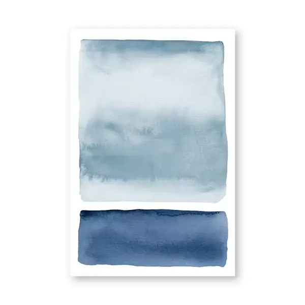 Peinture abstraite avec aquarelle bleue, images murales de l'indigo, toile d'art sur le rivage de l'