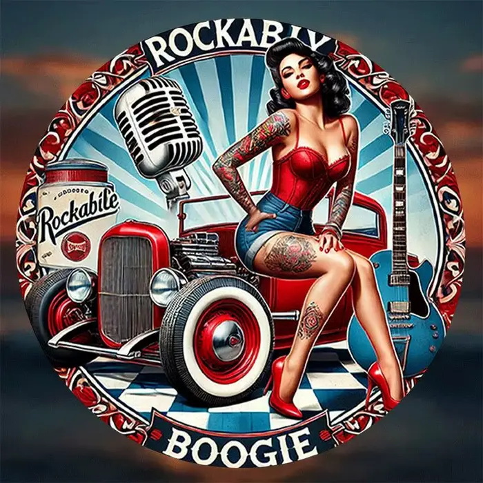Décoration murale en métal vintage Rockabilly Rock 'n' Roll - Affiche rétro des années 1950 d'une groupe