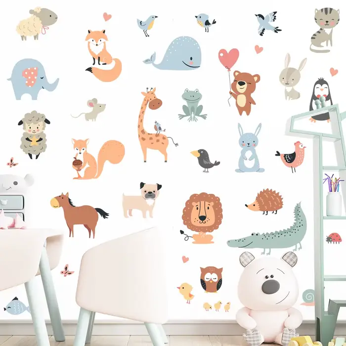 Autocollants muraux d'animaux de dessin animé