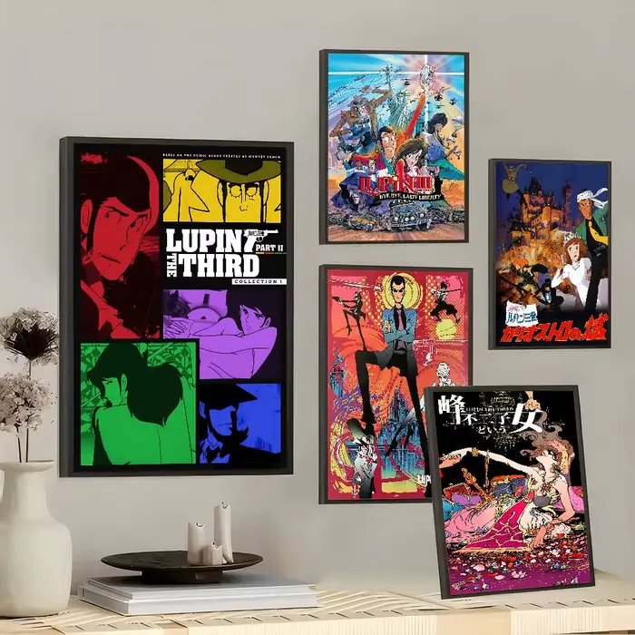 Lupin le troisième et moi Nifushi Manga Amine affiche d'art auto-adhésive autocollant en papier imperméable café maison Bar autocollants muraux