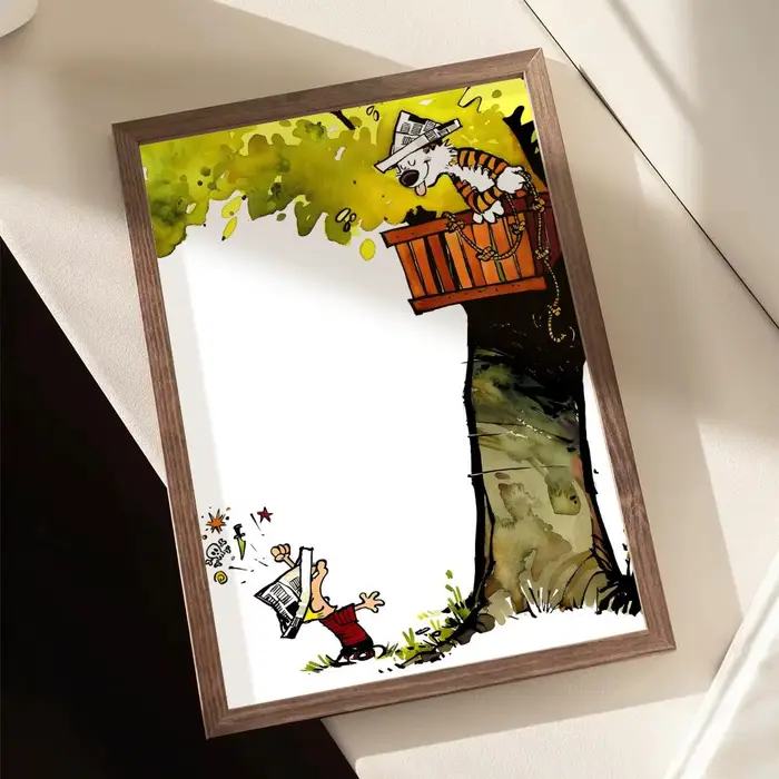 C-Calvin and H-Hobbes – affiche sur toile avec peinture et calligraphie