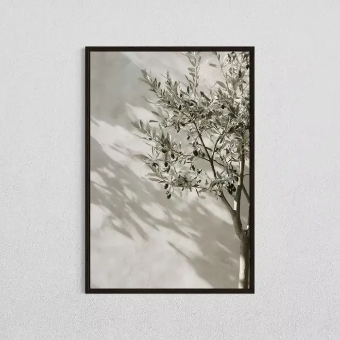 Affiche Minimaliste Naturelle Botanique d'Olivier, Nature Morte Méditerranéenne, Peinture sur Toile,