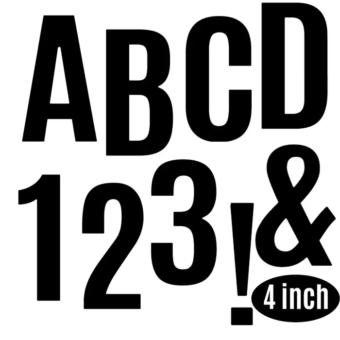 Autocollants grandes lettres et chiffres de l'alphabet de 4 pouces
