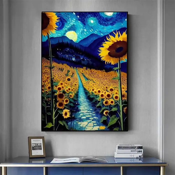 Van Gogh tournesol fleur ciel étoilé Art mur Art affiche toile peinture pour salon décor à la maison