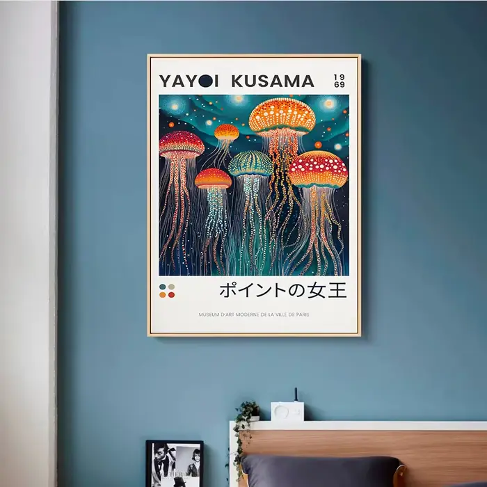 Yayoi Kusama affiche sur toile méduse Art