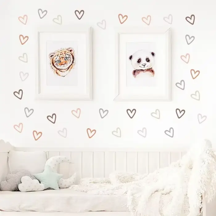 24 pièces coeur autocollant mural pour chambre d'enfants bébé garçon