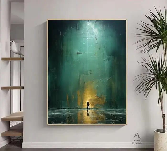 Peinture minimaliste verte, Art mural vert, toile verte, peinture abstraite verte, peinture sur toil