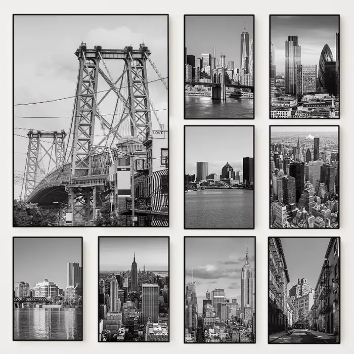 Affiche Photo de ville de New York noir et blanc