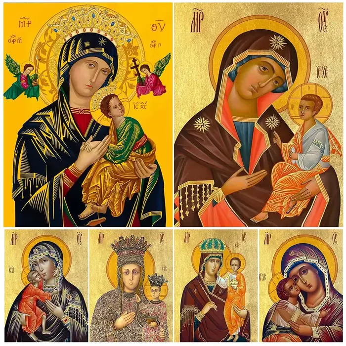 La mère de dieu vierge marie enfant Religion photos murales pour salon Vintage affiche mur Art toile peinture sans cadre