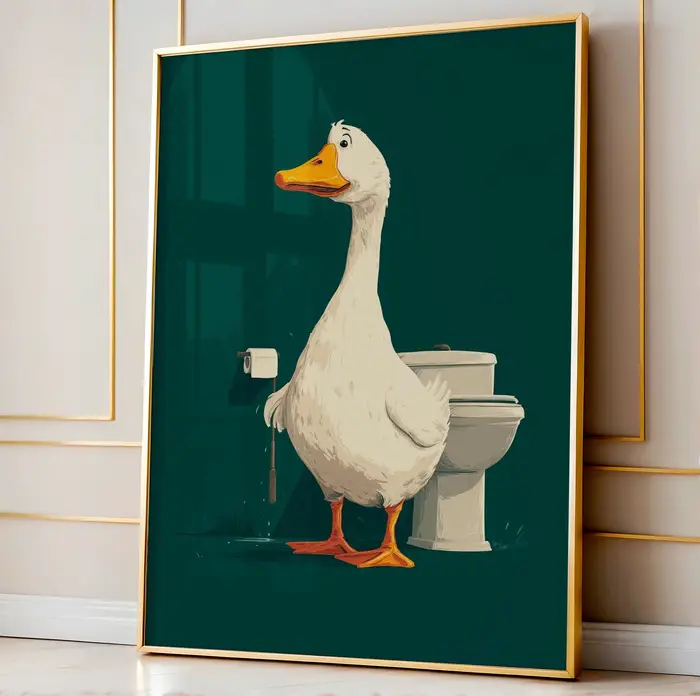 Affiches d'art en forme d'oie de dessin animé mignon