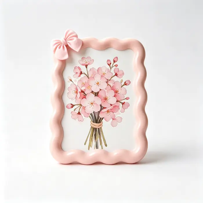 Cadre d'art décoratif à bord ondulé avec accent floral, pour affiches et tableaux, décoration de tab
