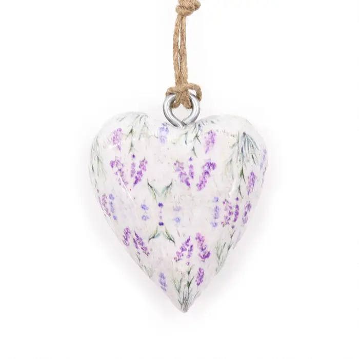 Lrg Decor Wood Heart -  Lavender
