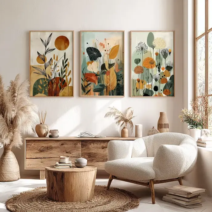 Lot de 3 affiches murales bohèmes sans cadre
