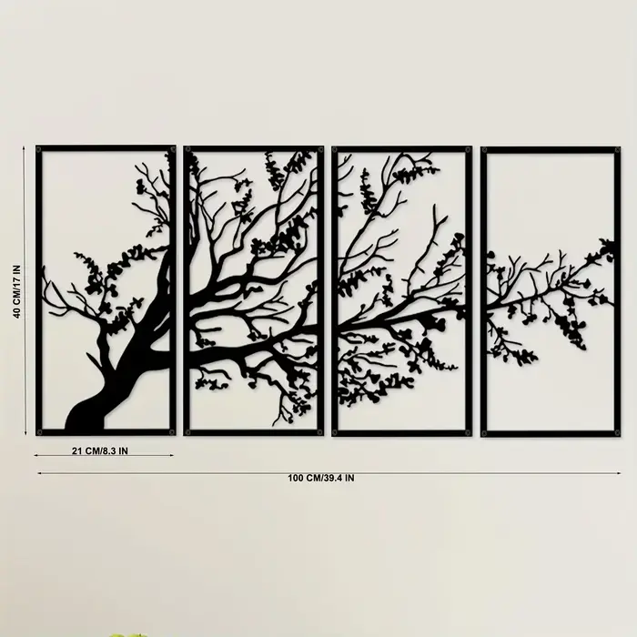 Ensemble d'art mural en métal pour la décoration intérieure et les espaces modernes, magnifique arbr