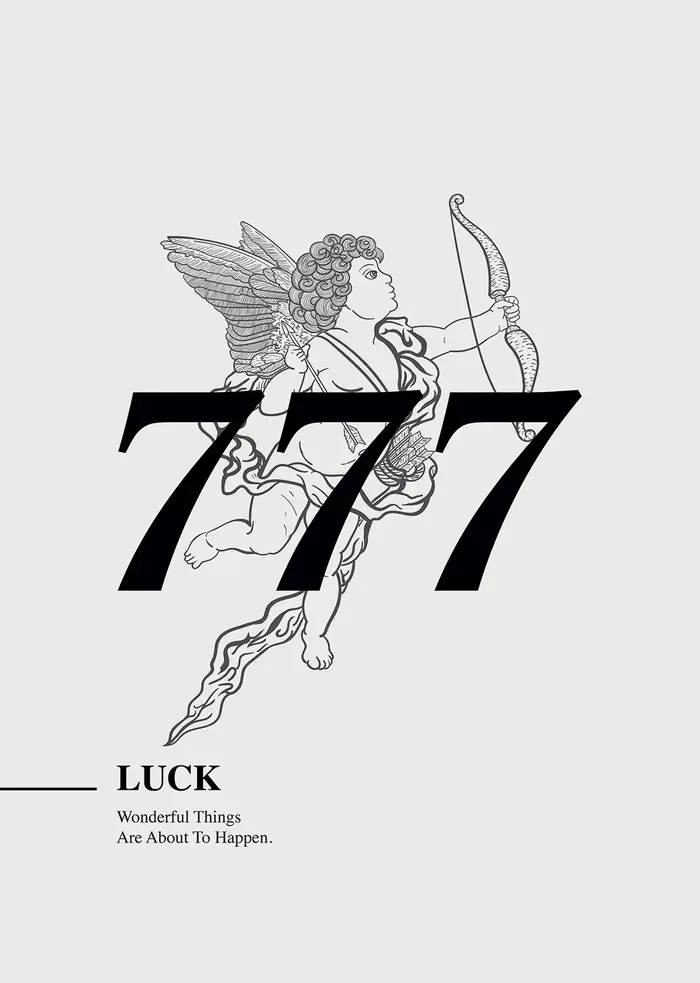 Affiche imprimée avec numéro d'ange 777, peinture sur toile, numéro porte-bonheur, énergie spirituel