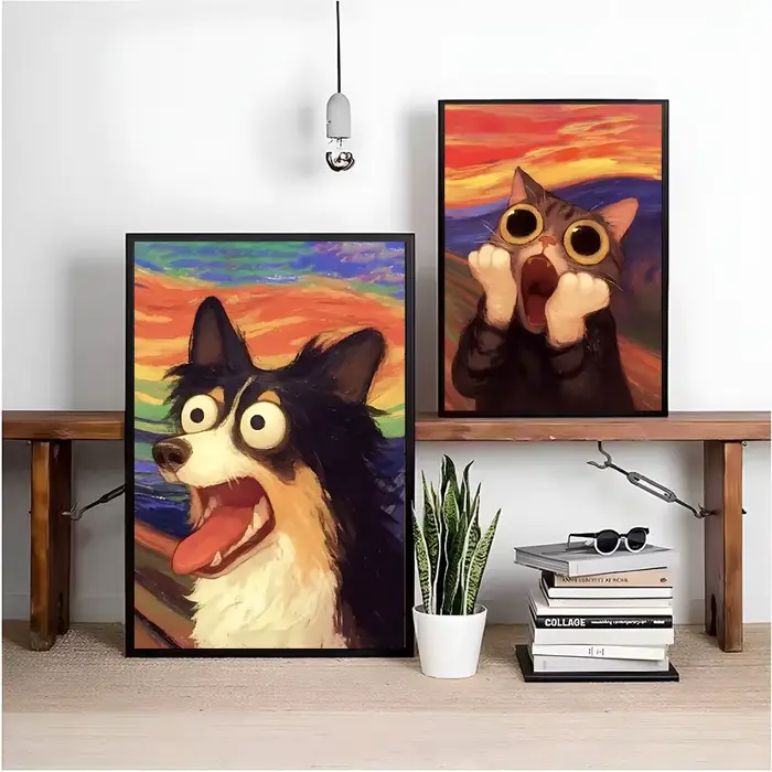 Tableau d'art mural sur toile avec animaux amusants