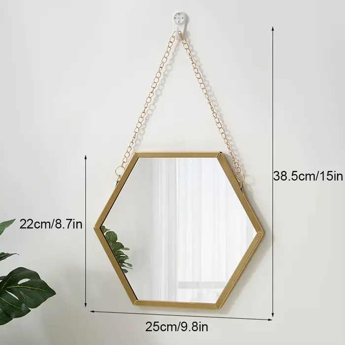 Miroir mural hexagonal en fer