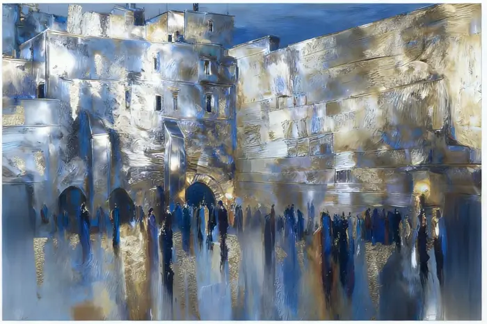 Peinture murale grand format de luxe - Tableaux personnalisables Prière juive sur les murs de Jérusa