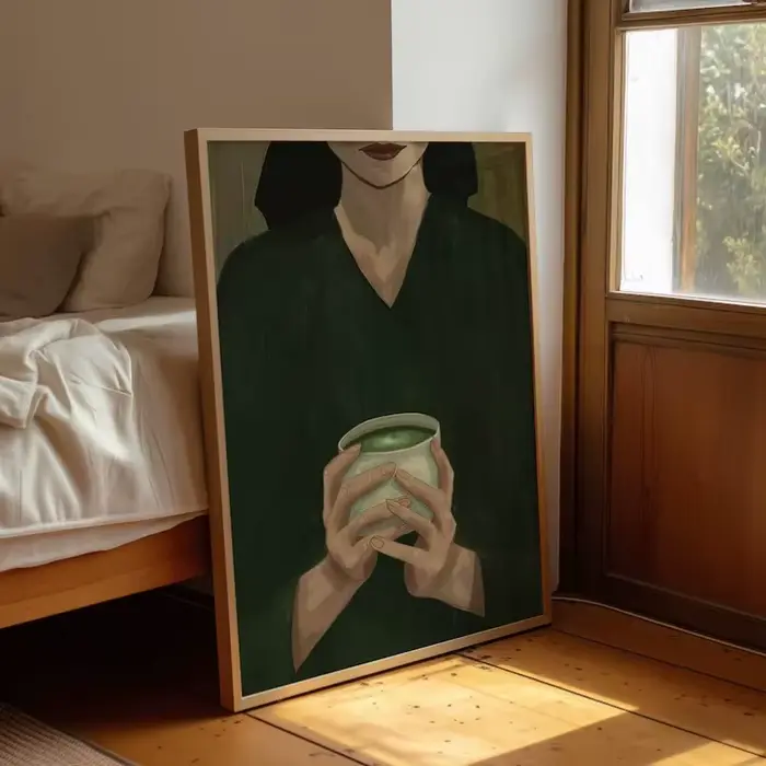 Affiche de femme relaxante vert émeraude