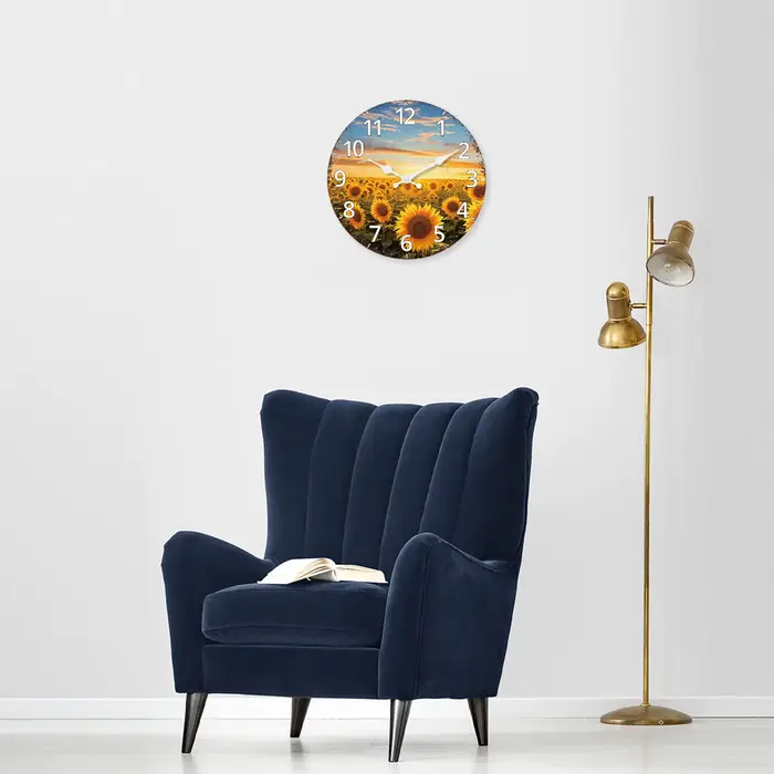 À la mode crépuscule tournesol jardin modèle horloge murale en bois salon chambre cuisine décoration de la maison