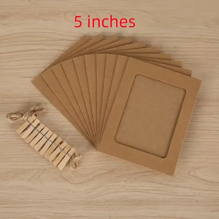 Cadre Photo en carton Photo 10 pièces, cadre Photo en papier bricolage avec Clips en bois, décoratio