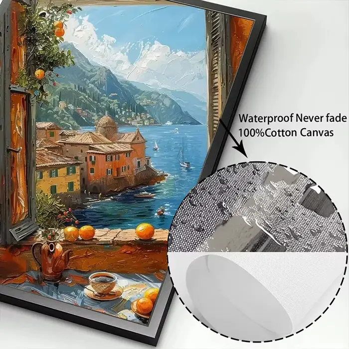 Toile de peinture de paysage de fenêtre de ville