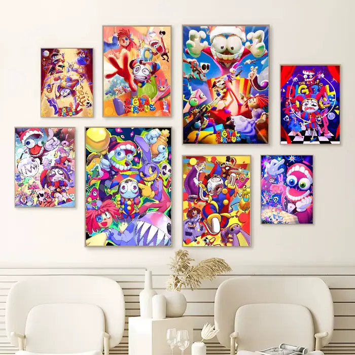 Affiches et impressions vintage de l'anime The Amazing Digital Circus, autocollants en papier imperméable, affiches pour café, bar, autocollants muraux