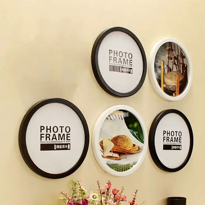 Cadres photo ronds en bois, support mural, cercle, bricolage, cadeau créatif