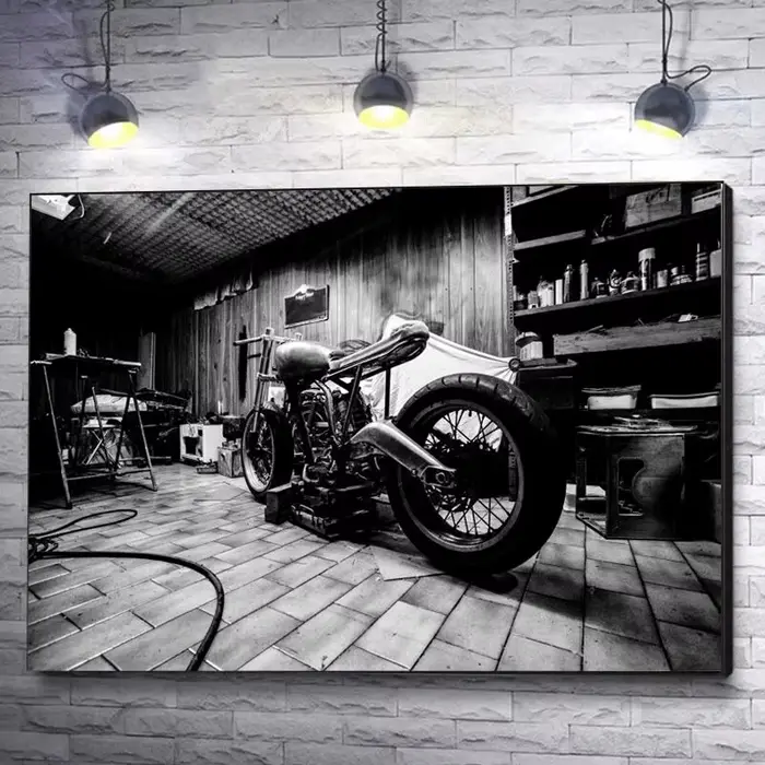 Affiche Murale Moto Vintage – Impression sur Toile Nordique pour Décoration de Salon – Peinture Rétr