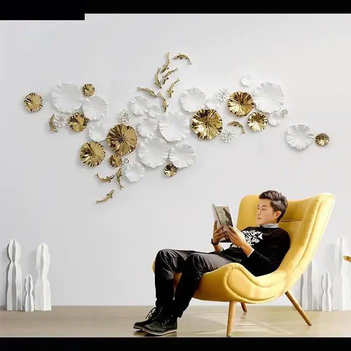 Mur en céramique, feuille tridimensionnelle suspendue