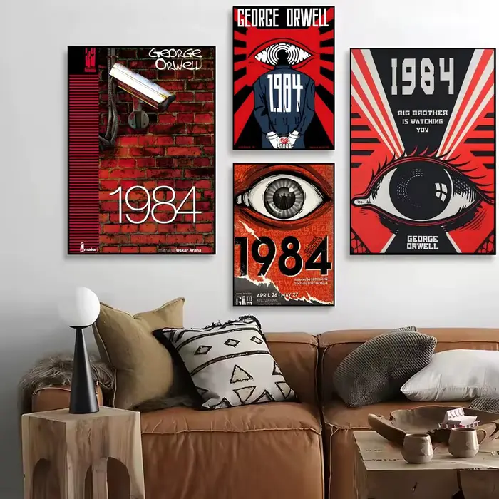 1984 G-George O-Orwell affiche HD autocollants muraux auto-adhésifs peinture murale | décalcomanies pour chambre et salon | cadeau de décoration intérieure