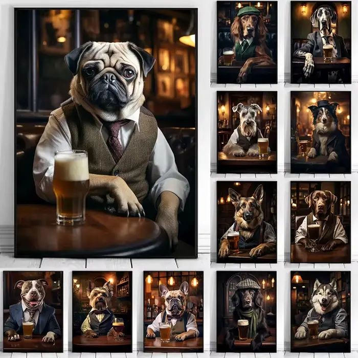 Affiche de chien mignon dans le pub