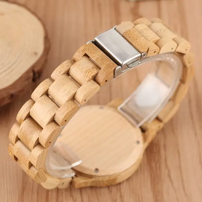 Horloge en bois de bambou naturel montres simples femmes montre en bois pur haut de gamme de luxe Quartz dames robe bracelet en bois montre-bracelet