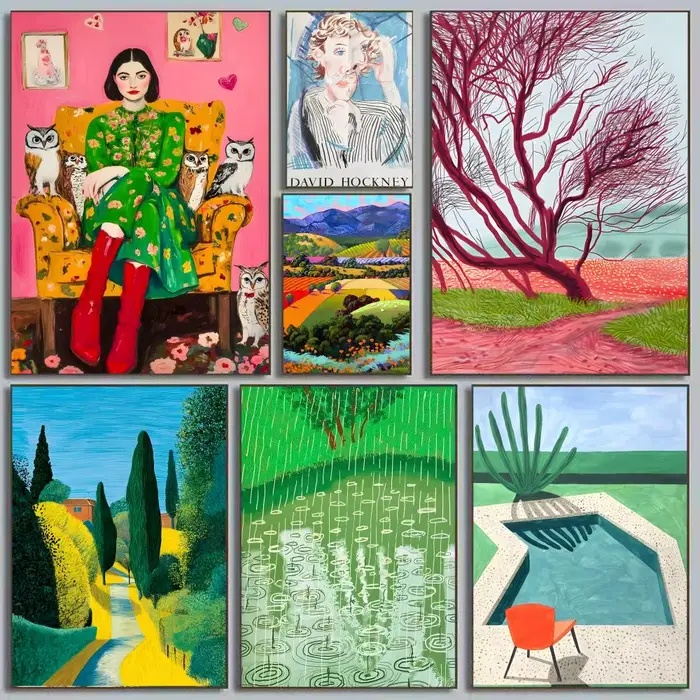 D-david Art Hockney – affiche autocollante en papier imperméable
