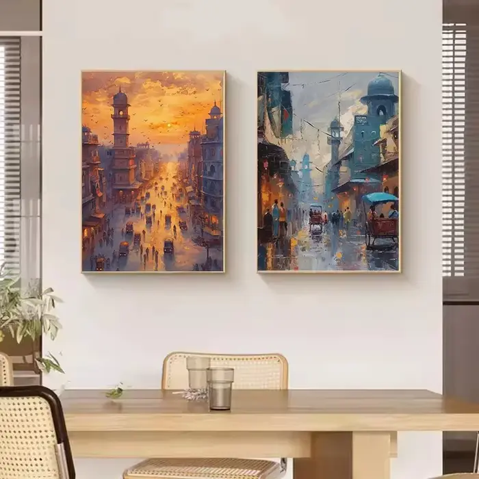Affiche de voyage sur toile, paysage urbain pakistanais, Karachi, Lahore, vie quotidienne, marché, ville ancienne, peinture murale, images d'art, décoration intérieure