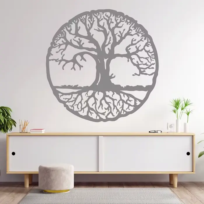 Grand autocollant mural arbre de vie rond