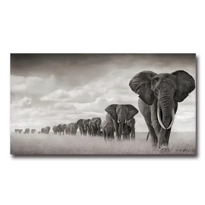 Peinture sur toile d'éléphant marchant pour la décoration de la maison, lumière moderne, luxe, salon